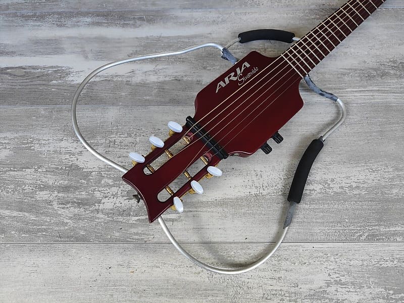 2002 Aria Sinsonido Solo Ette Silent Acoustic Guitar (Red) image 1