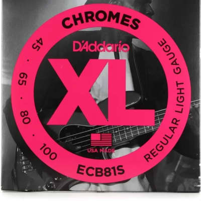 D'Addario ECB81S Short Scale Flatwound Bass Guitar Strings XL Chromes Regular Light 45-100 image 1