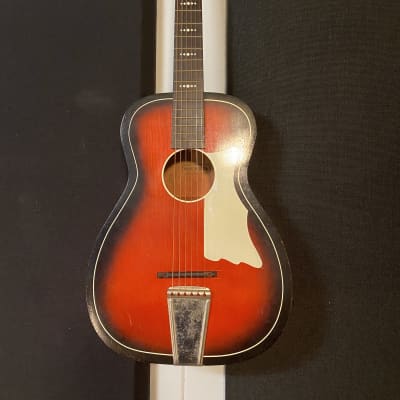 Truetone  S-65 Vintage Parlor Guitar Red Burst  1960's  Red Burst image 1