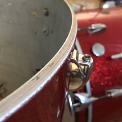 Gretsch  Round Badge 18/12/14/5.5"  1960s Red  Glass Drum Set image 5