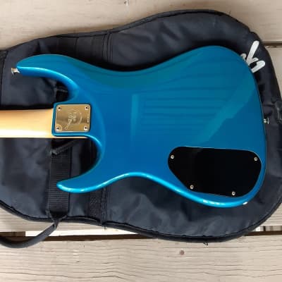 Used Valley Arts California Pro Electric Bass Guitar w/ Fender Gig Bag! Rare Blue Finish, EMG Pickups! image 8