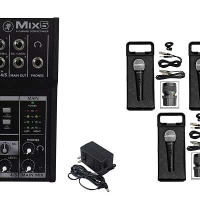Mackie Mix5 Compact 5-Channel PA Mixer+(3) Microphones+(3) XLR Cables image 12