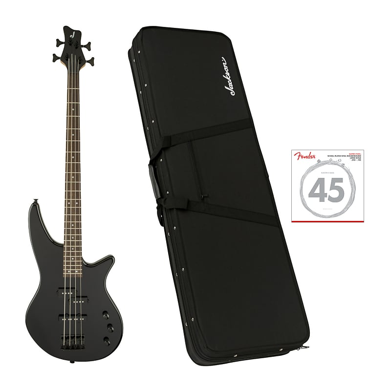 Jackson JS Series Spectra Bass JS2 4-String Electric Guitar (Gloss Black) Bundle with Jackson Hard-Shell Gig Bag and Strings (3 Items) image 1
