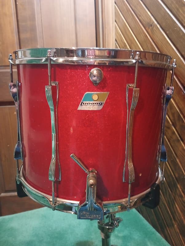 Ludwig 15" Marching Snare Drum 1970's - Red Sparkle image 1