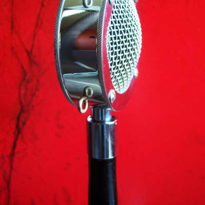 Vintage RARE 1930's Astatic D104 crystal "Lollipop" microphone Chrome w period Astatic E6G desk stand JT30 T3 K2 image 3
