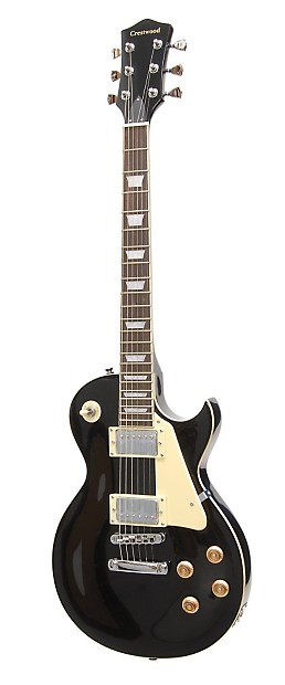 CrestWood Single Cutaway Electric Guitar, Gloss Black (Read Description Damaged) image 1