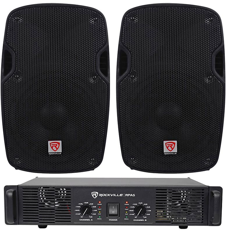 2) Rockville SPG84 8“ 800W 4 Ohm PA Speakers ABS Cabinet+RPA4 1000w Amplifier image 1
