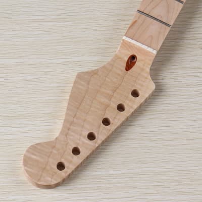 (Shipping From China, DHL 5-7 Days Delivery)  ST Tiger Pattern Natural Color Neck 22 Pin 6 String Canadian Maple Electric Guitar Neck image 4