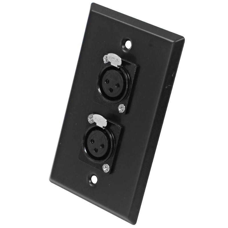 Seismic Audio - (2) Black Stainless Steel Wall Plate Dual XLR Female Connectors image 1
