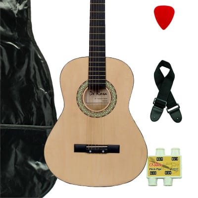 De Rosa DKG36-NT Kids Acoustic Guitar Outfit Natural w/Gig Bag, Strings, Pick, Pitch Pipe & Strap for sale