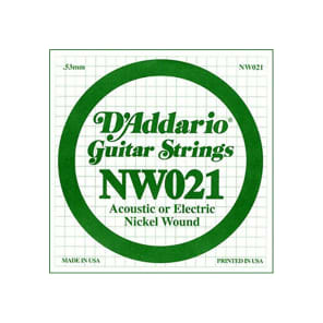 D'Addario NW021 Nickel Wound Electric Guitar Single String .021