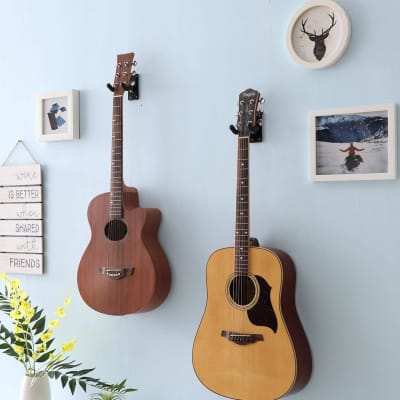 Guitar Wall Mount Hanger Hook Holder Stand Guitar Hangers Hooks for Acoustic Electric and Bass Guitars  - Black image 4