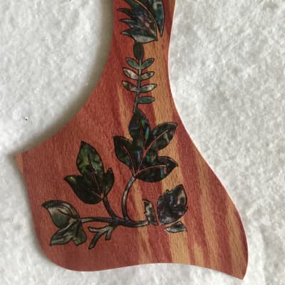 Custom Taylor Style Wooden guitar pickguard,Ebony Wood with Decorative Flower Pattern for sale