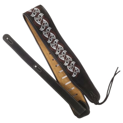 Black Suede Tribal Horse Padded Guitar Strap for sale