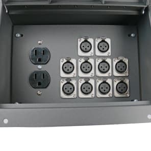 Elite Core Audio FBL10+AC Recessed Floor Box with 10 XLR Female Connectors, Duplex AC Power Outlet