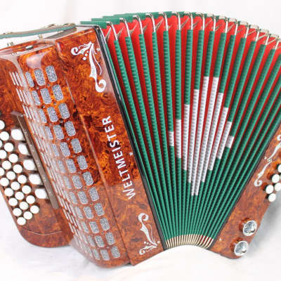 NEW Brown Green Weltmeister Wiener 620 Diatonic Button Accordion GCF Sol MMM 33 12 image 1