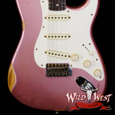 Fender Custom Shop 1959 Stratocaster AAA Rosewood Board Relic Faded Aged Burgundy Mist Metallic image 1