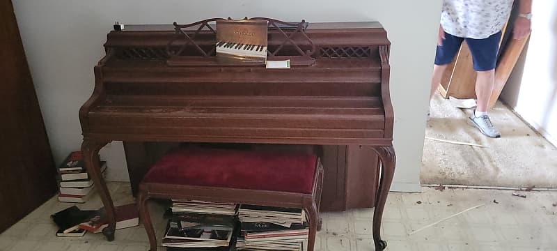 1953 Steinway Model F Walnut Console Upright Piano image 1