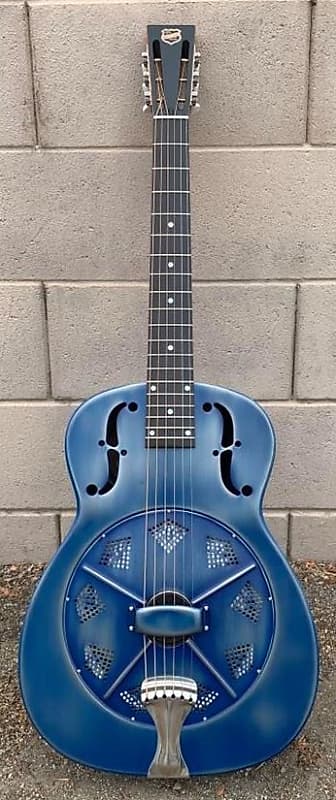 National Reso-Phonic NRP Denim Steel Bodied 14 Fret Single Cone 2021 Deep Blue image 1
