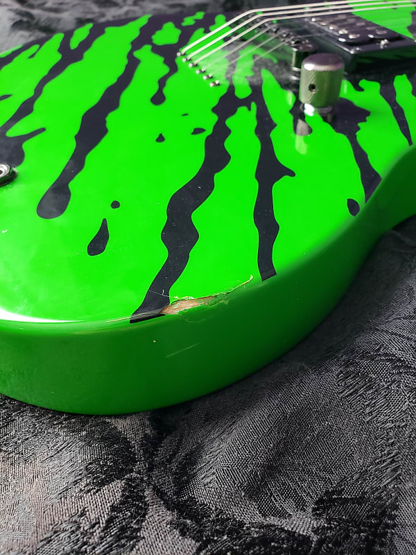 ESP LTD Slimer Viper Slime Green With Black Splatter Drips Reverb
