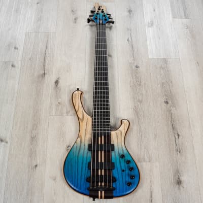 Mayones Viking 6 6-String Bass, Ebony Fingerboard, Transparent Dirty Ash Fade Up Blue Matt image 3