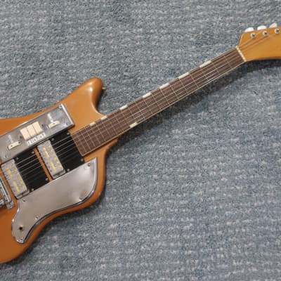 Vintage Teisco SSL2 Electric Guitar Rare Metallic Brown Color Hound Dog Guitar Blues Machine Cleanest On Reverb With Original Plaid Case WOW for sale