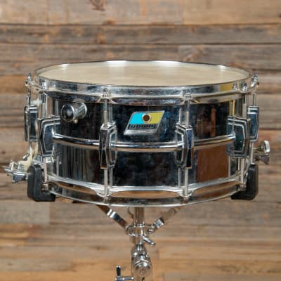 Ludwig No. 411 Super-Sensitive 6.5x14" Aluminum Snare Drum with Pointed Blue/Olive Badge 1969 - 1979