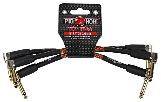 Pig Hog PHLIL6CP Lil' Pigs 1/4" TS Patch Cables - 6" (3-Pack) image 1