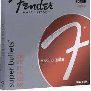 Fender Super Bullet Strings, Nickel Plated Steel, Bullet End, 3250R Gauges .010-.046, (6) 2016