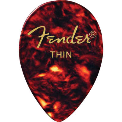 Fender Classic Celluloid 358 Shape Guitar Picks, Thin, Tortoise Shell, 12-Pack image 1