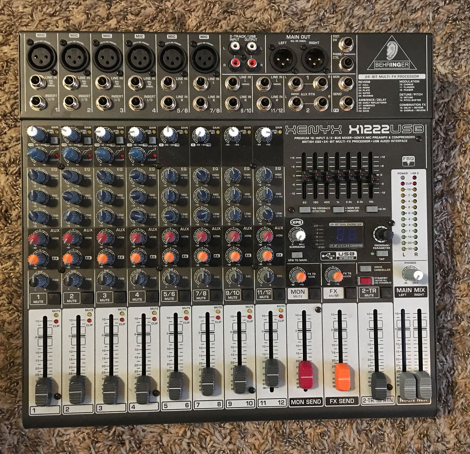 Behringer Xenyx X1222USB 16-Input Mixer with USB and Effects | Reverb
