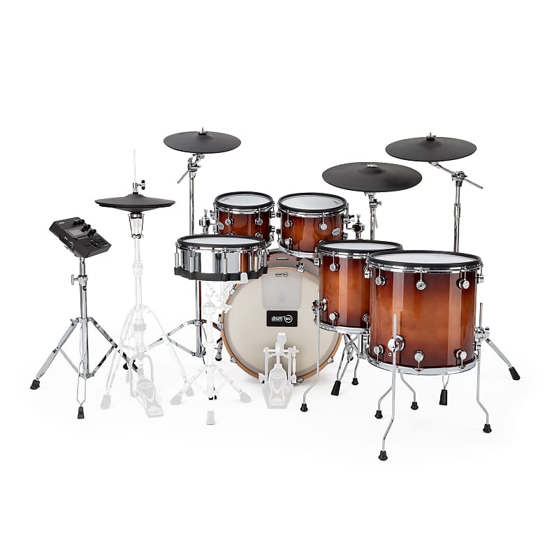 drum tec pro 3 with Roland TD 27 2 up 2 down Brown Sunburst