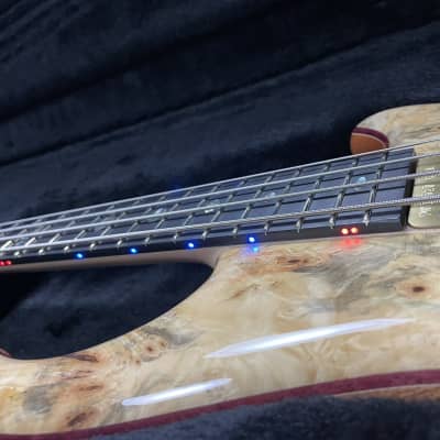 Alembic Mark King Deluxe 4, Buckeye Burl with Ebony Fretboard and Blue And Red LED's *IN STOCK* image 22