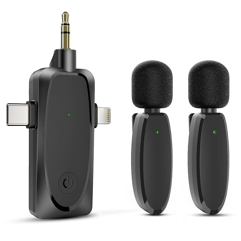 PowerDeWise Professional Grade 2 Lavalier Clip-On Microphones Set for Dual  Interview - Double Lav Lapel Microphone - Use for iPhone Phone Camera 