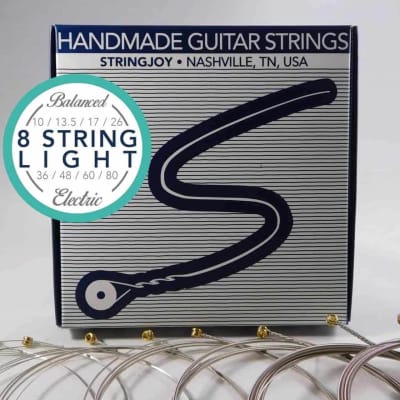 Stringjoy 8 String Balanced Light Gauge (10-80) Nickel Wound Electric Guitar Strings image 1