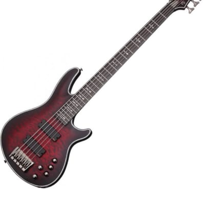 Brand New Schecter Hellraiser Extreme-5 Electric Bass Crimson Red Burst Satin image 3