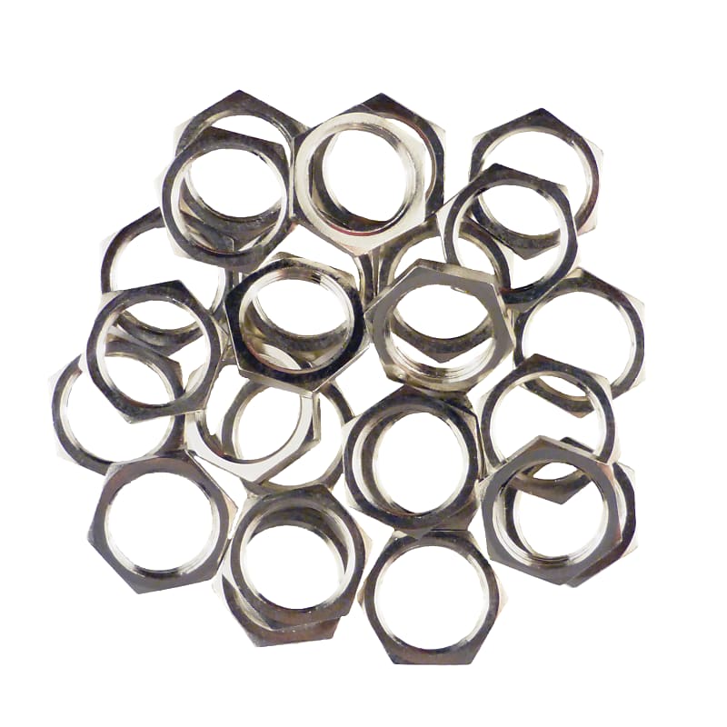 Nickel M9 Metric 1/4" Input Output Jack Replacement Nuts - Pedal Guitar Amp - 50 Pack Made In Japan image 1