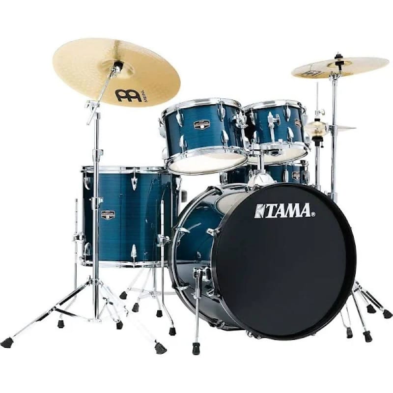 Tama Imperialstar 5 Piece Complete Kit with Meinl HCS Cymbals Hairline Blue 22 inch Bass Drum image 1