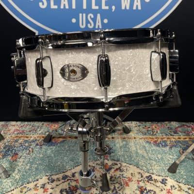 Rogers - 14x5" Dyna-Sonic Snare Drum 2010's - White Marine Pearl image 10