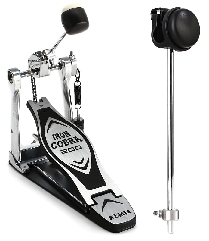 Tama HP200P Iron Cobra 200 Power Glide Single Bass Drum Pedal Bundle with  Tama CB90R Cobra Rubber Beater