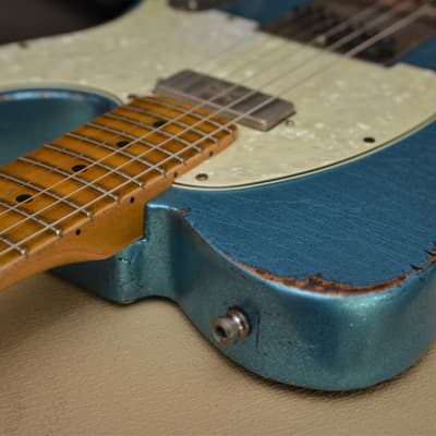 American Fender Telecaster Heavy Relic Blue Sparkle Hums-Aged Blonde Tolex image 17