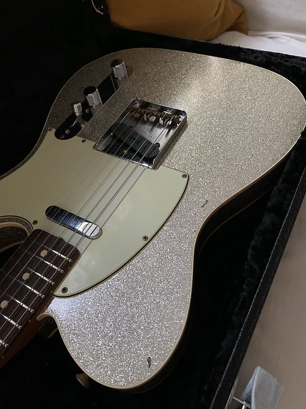 Fender Fender Custom Shop Limited-Edition Platinum Anniversary '63 Telecaster Journeyman Relic Electric Guitar '21 - Aged Silver Sparkle w/matching headstock image 1