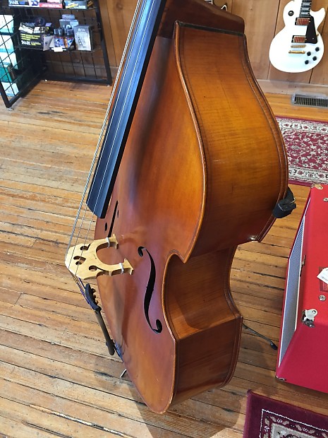 Hofner 3 4 Upright Bass c.1963 all solid hand carved stand up with original bag bow and stand