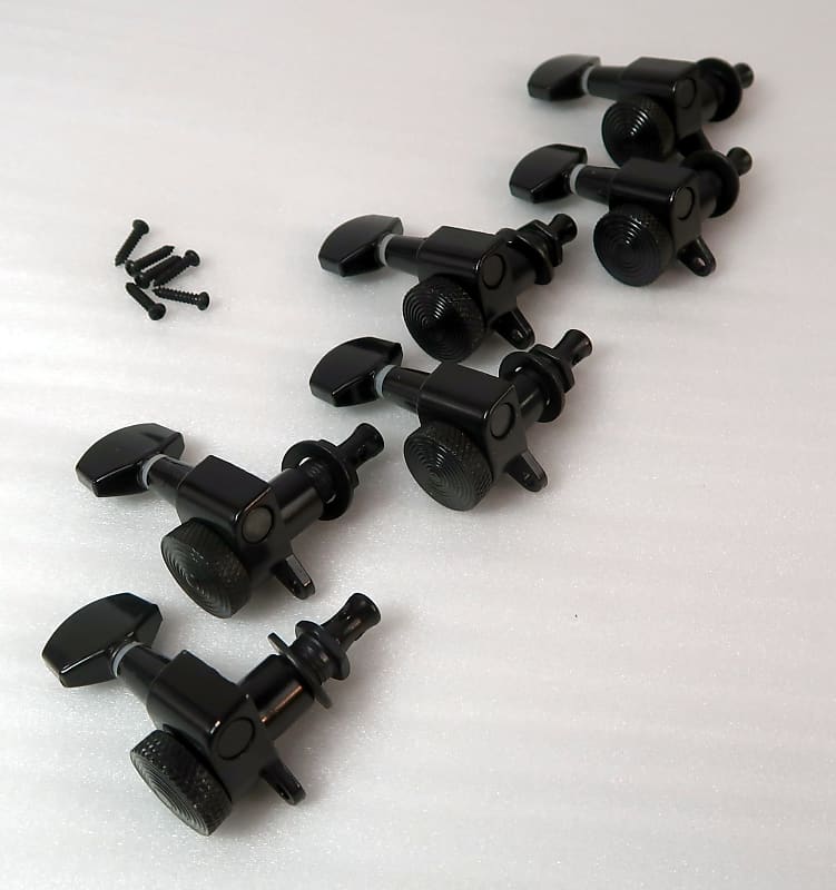 Reverse Headstock 6 In Line BLACK Locking Sealed Back Tuners Reverb