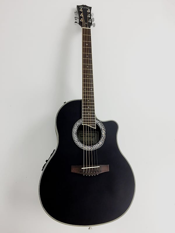 Haze SP721CEQMBK Black Round-Back Electro-Acoustic Guitar + Free Gig Bag image 1