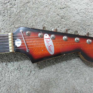 Vintage 1960s Tele-Star Teisco Solid Body Sunburst Offset Guitar Early Ibanez Claw Cutaway Design image 5