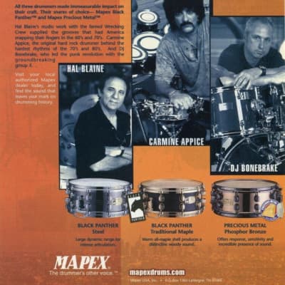 Mapex Carmine Appice's 5.5x14" Brass Master Snare Drum, Brass Lugs (#2) 1990s - Brass image 2