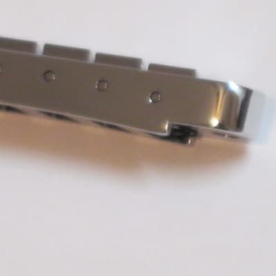 new very near A+ (NO packaging) genuine Gibson Nashville Tune-O-Matic Bridge Chrome: bridge + saddles and height adjustment mounting pieces (NO anchors) image 15