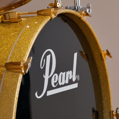 PEARL CLASSIC MAPLE 4 PIECE DRUM KIT CUSTOM MADE FOR STEVE WHITE, GOLD SPARKLE, GOLD FITTINGS image 21