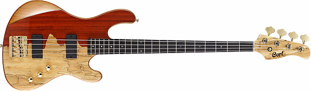 Cort Rithimic NAT Spalted Maple/Padouk Top 4-String Bass Natural image 2